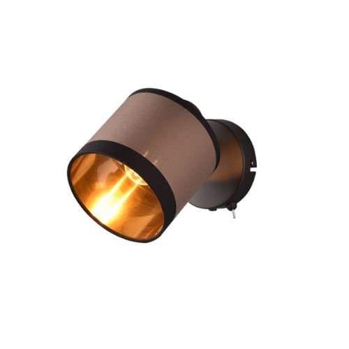 Aplica TRIO Davos E14, negru mat și maro taupe, 10W