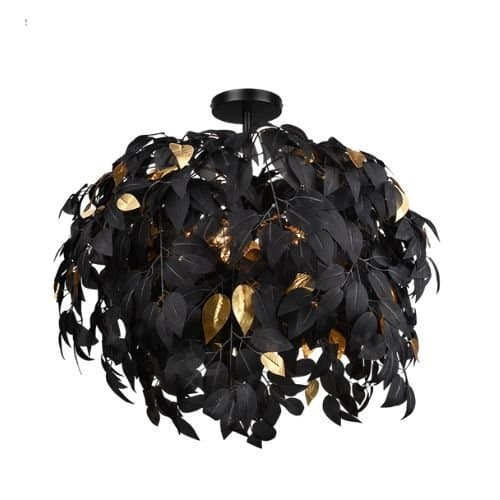 Plafonieră TRIO Leavy, negru mat/auriu, 3xE14