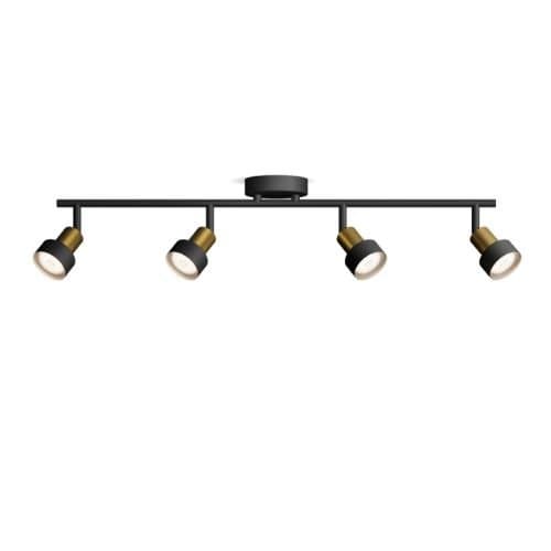 Spot PHILIPS GU10, negru/alămă, cu 4 surse de lumină