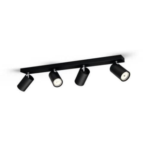 Spot PHILIPS Kosipo, GU10, negru, IP20, 4 surse de lumină