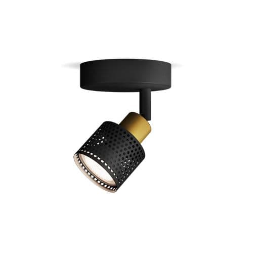 Spot Niall 1xMax.5W GU10 Negru/Alama/Metal