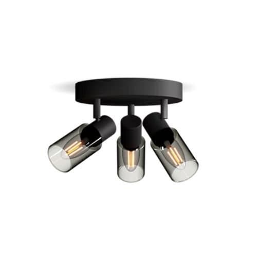 Spot PHILIPS Palms, 3x25W E14, rotund, negru și sticlă