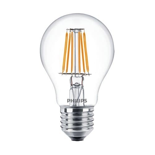 Bec LED Philips Classic Filament A60, 7,5W, 2700K, lumină caldă