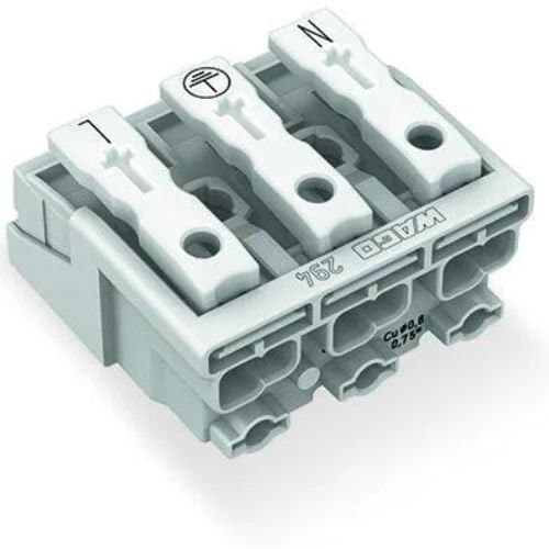 Conector Wago 3P alb, 2,5 mm², 24 A, cu reținere