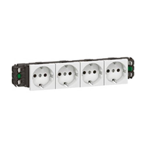 Priză modulară LEGRAND Mosaic DLP 4x2P+T, alb, cu borne automate