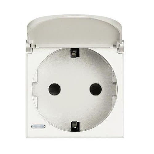 Priză LEGRAND Axolute 2P+T cu capac, alb, 16A