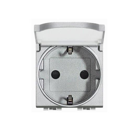 Priză Schuko LEGRAND Living Light, 2P+T, 16A, aluminiu