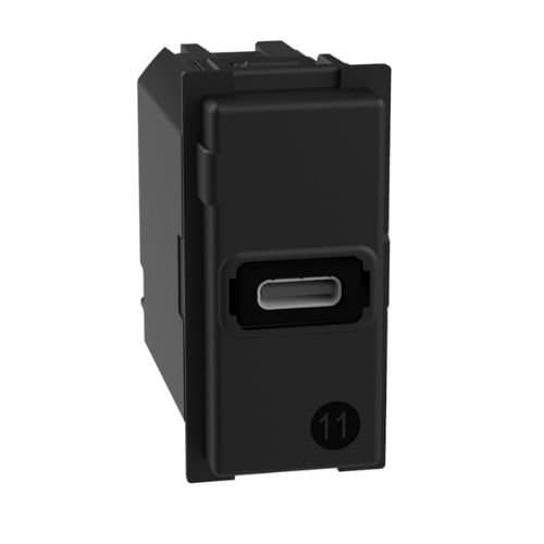 Priză USB-C Legrand Living Now, neagră, 20W, format 1 modul