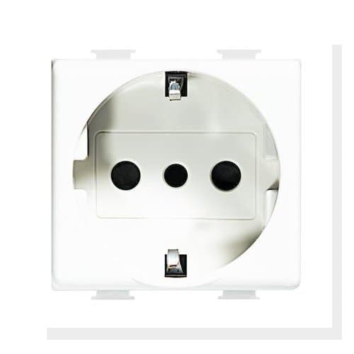 Priză LEGRAND Matix 2P+T 16A, alb, 2 module