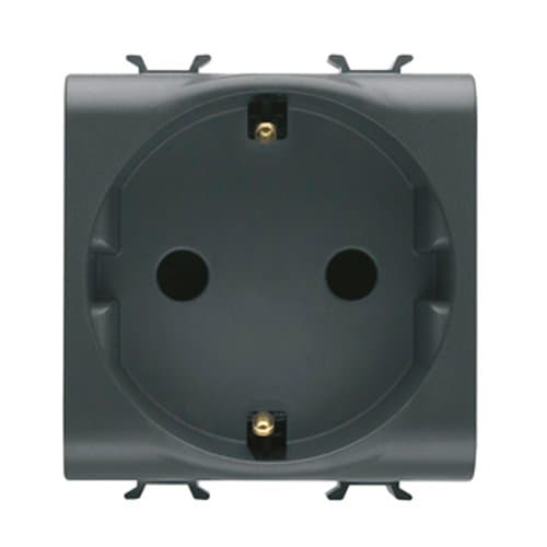 Priză GEWISS 250V 16A 2P+T, negru satin, pentru montaj modular