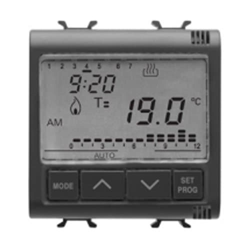 Termostat GEWISS 5-40G, 230V, 2 module, Negru Satin