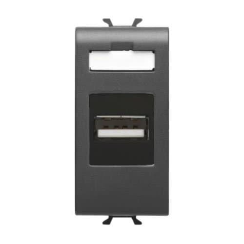 Priză USB GEWISS, 1 modul, negru satin, pentru încărcare comodă