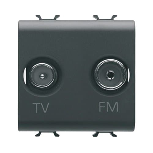Priză TV+FM GEWISS, 2 module, negru satin