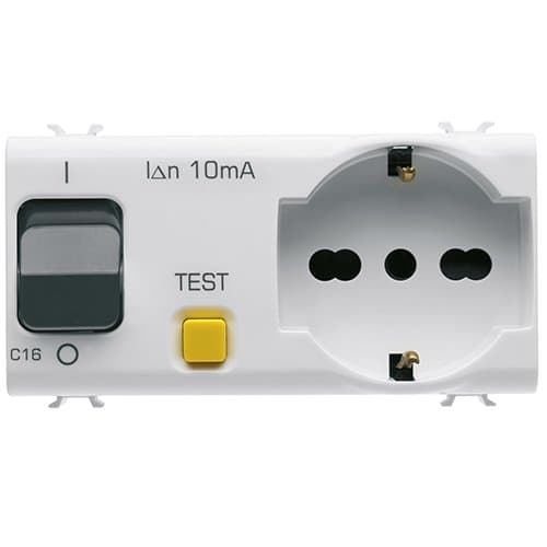 Priză interbloc GEWISS 1P+N 16A, alb satin
