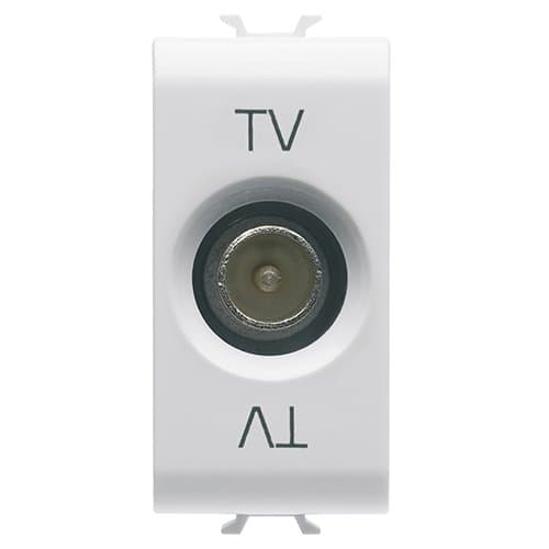 Priză TV de trecere GEWISS, alb satin, pentru montaj modular