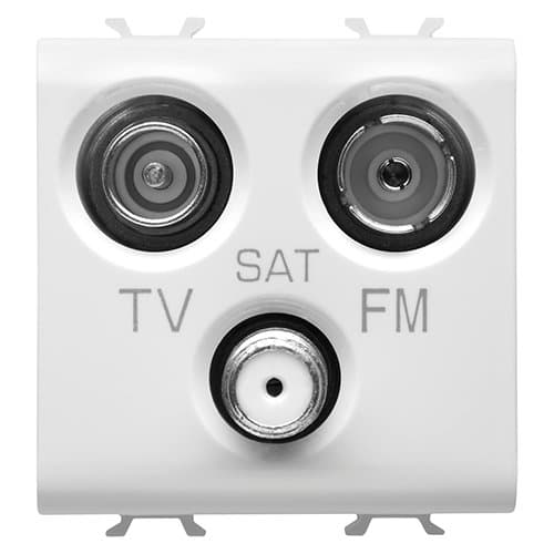 Priză TV-SAT-FM GEWISS, alb satin, pentru montaj modular