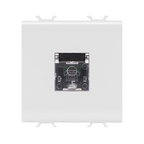 Priză telefon RJ11 GEWISS, 2 module, alb satin