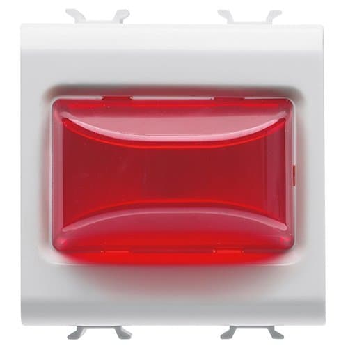 Buton indicator LED GEWISS, roșu, 2 module, Alb Satin