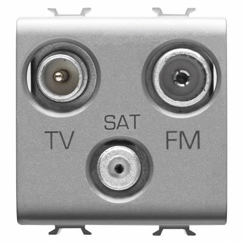 Priză TV-SAT-FM GEWISS Chorus, 2 module, Gri Titan