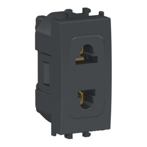 Priză EU/USA Schneider Electric, 16A, neagră, cu cablu de 1 m
