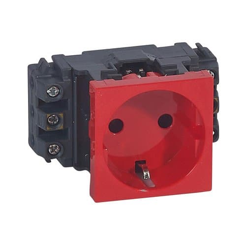 Priză modulară LEGRAND Mosaic 2P+T, 2 module, roșie