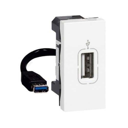 Priză USB LEGRAND Mosaic alb, preconectată, cu cablu de 1 m
