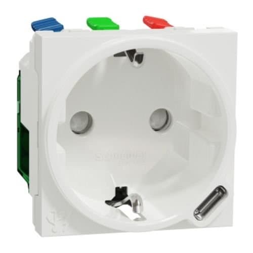Priză Schneider Electric New Unica 16A 2P+E cu USB-C, alb