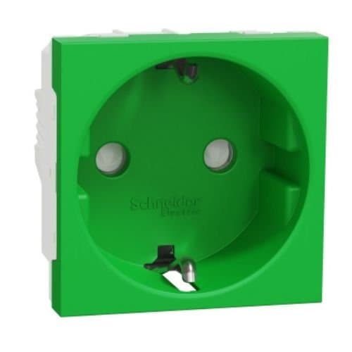 Priză Schneider Electric New Unica 16A cu obturator, verde