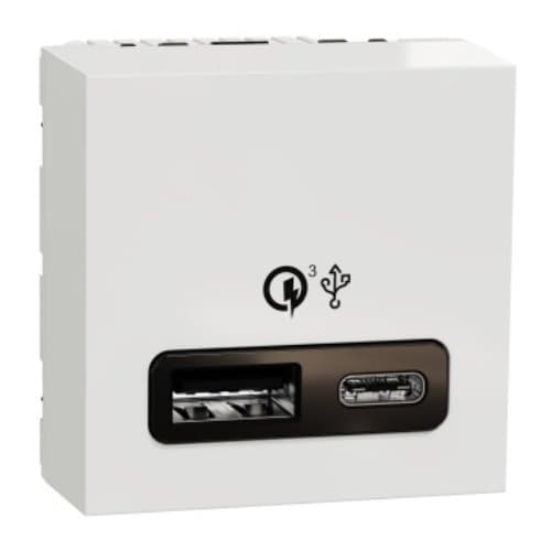 Priză dublă USB A+C Schneider Electric New Unica, alb, 2 module