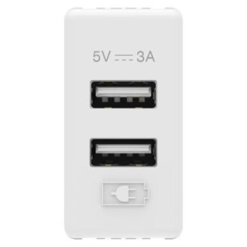 PRZ GW20362 Priza dubla USB A+A 5V 3A 1 modul SY/WH