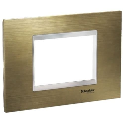 Ramă modulară Schneider Electric, inox, 3 module, bronz/crom