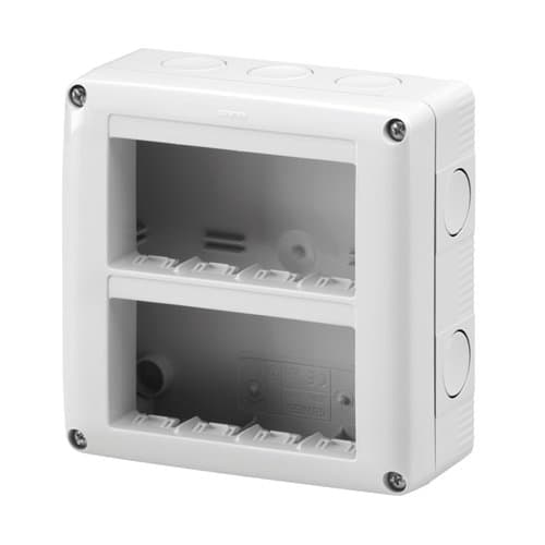 Carcasă aparentă GEWISS pentru 8 module, alb/gri