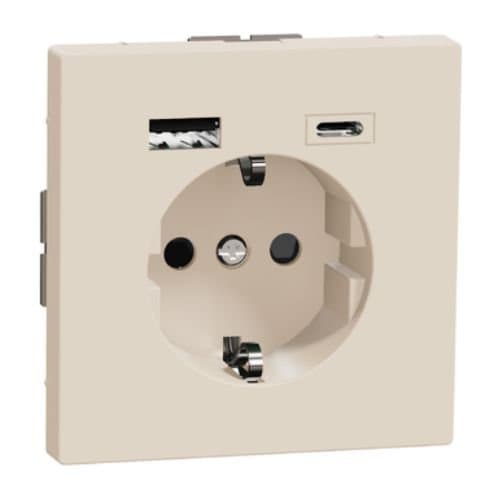 Priză Schuko cu USB A+C Schneider Electric Merten, Sahara