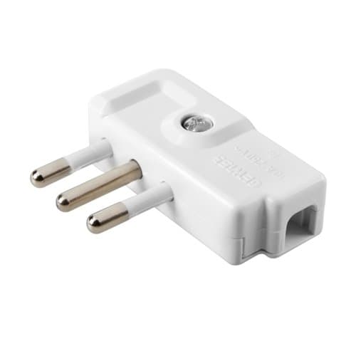 Stecher GEWISS 2P+E, 10A, 250V, alb, cu montaj la 90°
