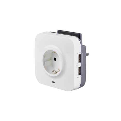 694671 Fisa 1x2P+T si 2x incarc USB, cablu micro USB 1m