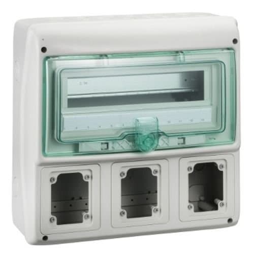 Cofret electric Schneider Electric Kaedra, 13 module, ușă transparentă verde