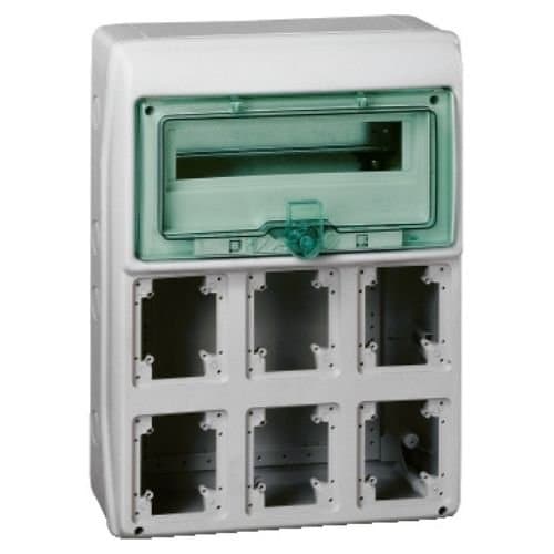 Cofret Schneider Electric Kaedra 13 module, ușă transparentă verde