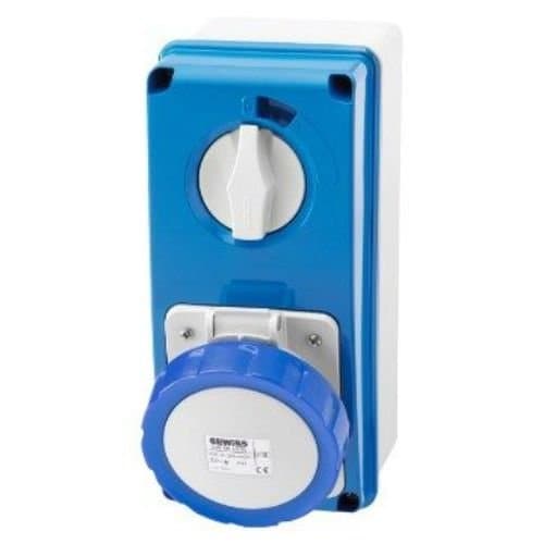 Priză industrială GEWISS 2P+T 16A, IP67, albastră