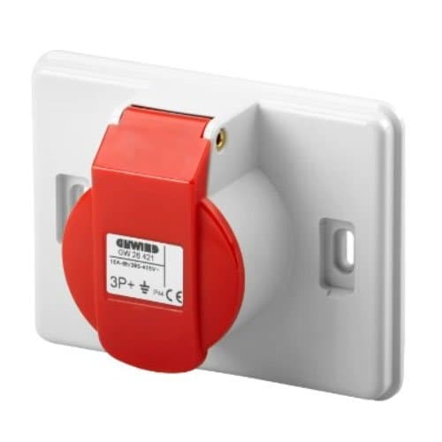 Priză industrială aplicată GEWISS 3P+E 16A 380V, roșie, IP44