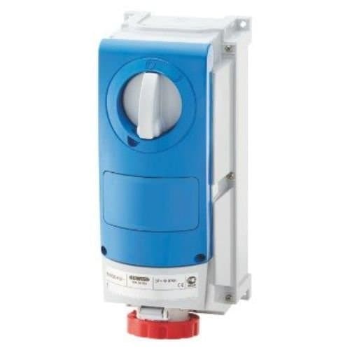 Priză industrială GEWISS 32A, 415V, cu interblocare, verde