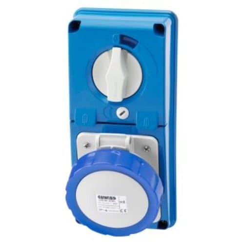 Priză industrială GEWISS 2P+E 16A, IP67, cu interblocare