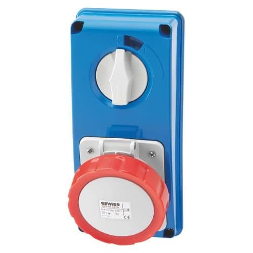 Priză industrială GEWISS 3P+E 32A 400V, albastră, IP67