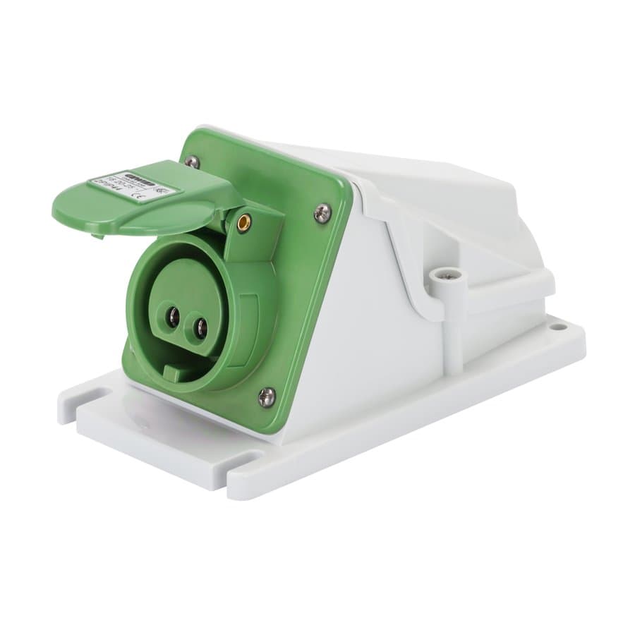 Priză industrială fixă GEWISS, verde, 2P 16A, IP44
