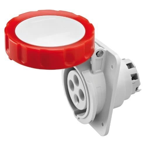 Priză industrială încastrată GEWISS, 32A, 400V, roșie, IP67