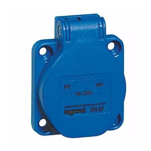057667 Priză pentru ușa de tablou 2P+T 16A Albastru IP44