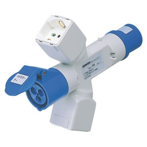Adaptor priză industrială GEWISS 16A, 2x2P+E, pentru utilizare profesională