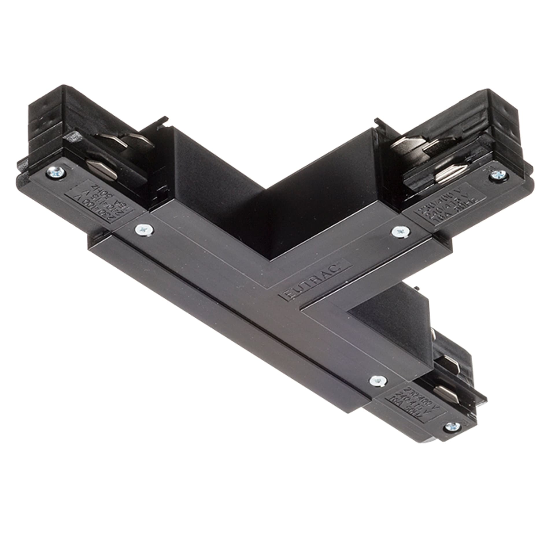 Conector T dreapta Rendl EUTRAC, negru, 230V