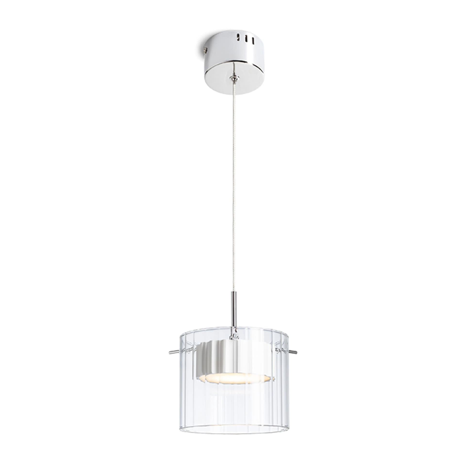 Suspensie Rendl Estra I alb, sticlă transparentă, LED 5W, 3000K, 230V