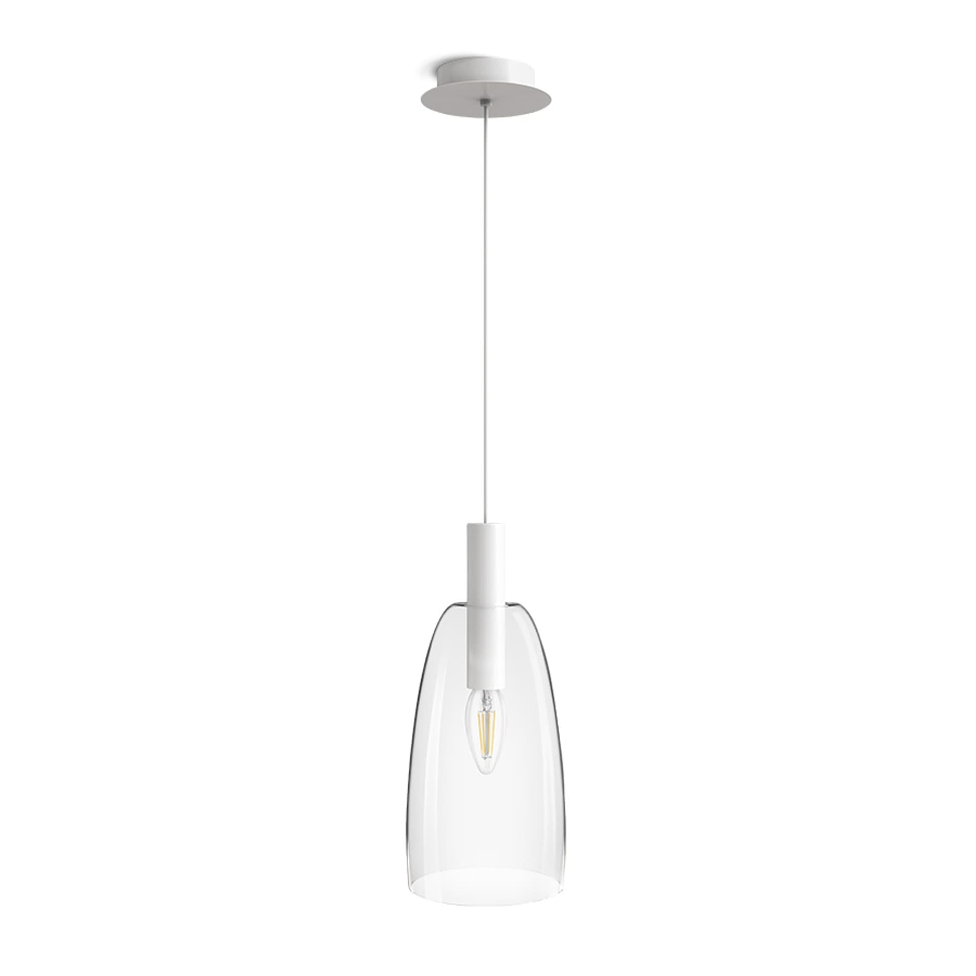 Pendul Rendl Bellini L E14, alb, sticlă transparentă, 230V, LED 15W