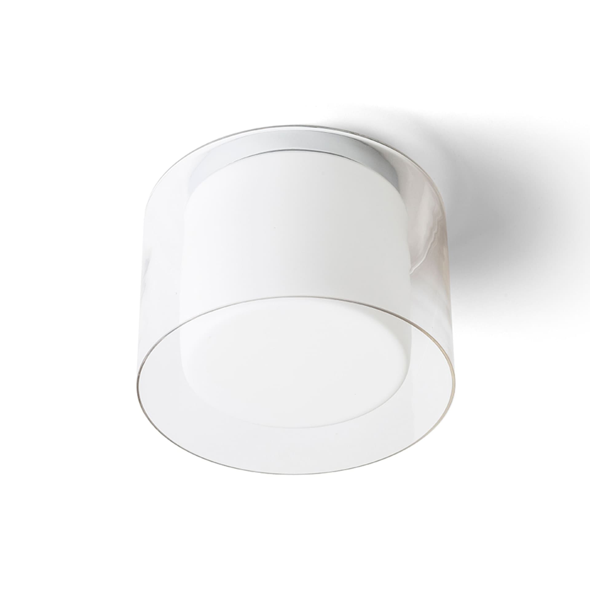 Plafonieră Rendl din sticlă transparentă/opal, crom, 11W